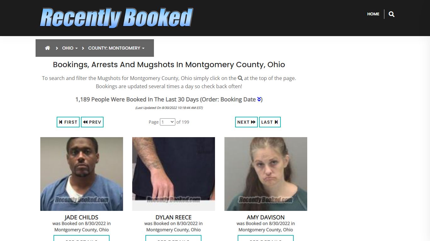 Bookings, Arrests and Mugshots in Montgomery County, Ohio